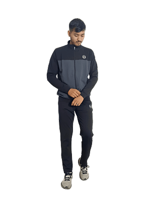 Tracksuit Black & Dark Grey (4way lycra)